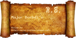 Major Borbás névjegykártya